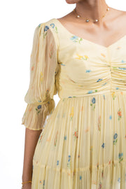YELLOW CHIFFON ANARKALI DRESS