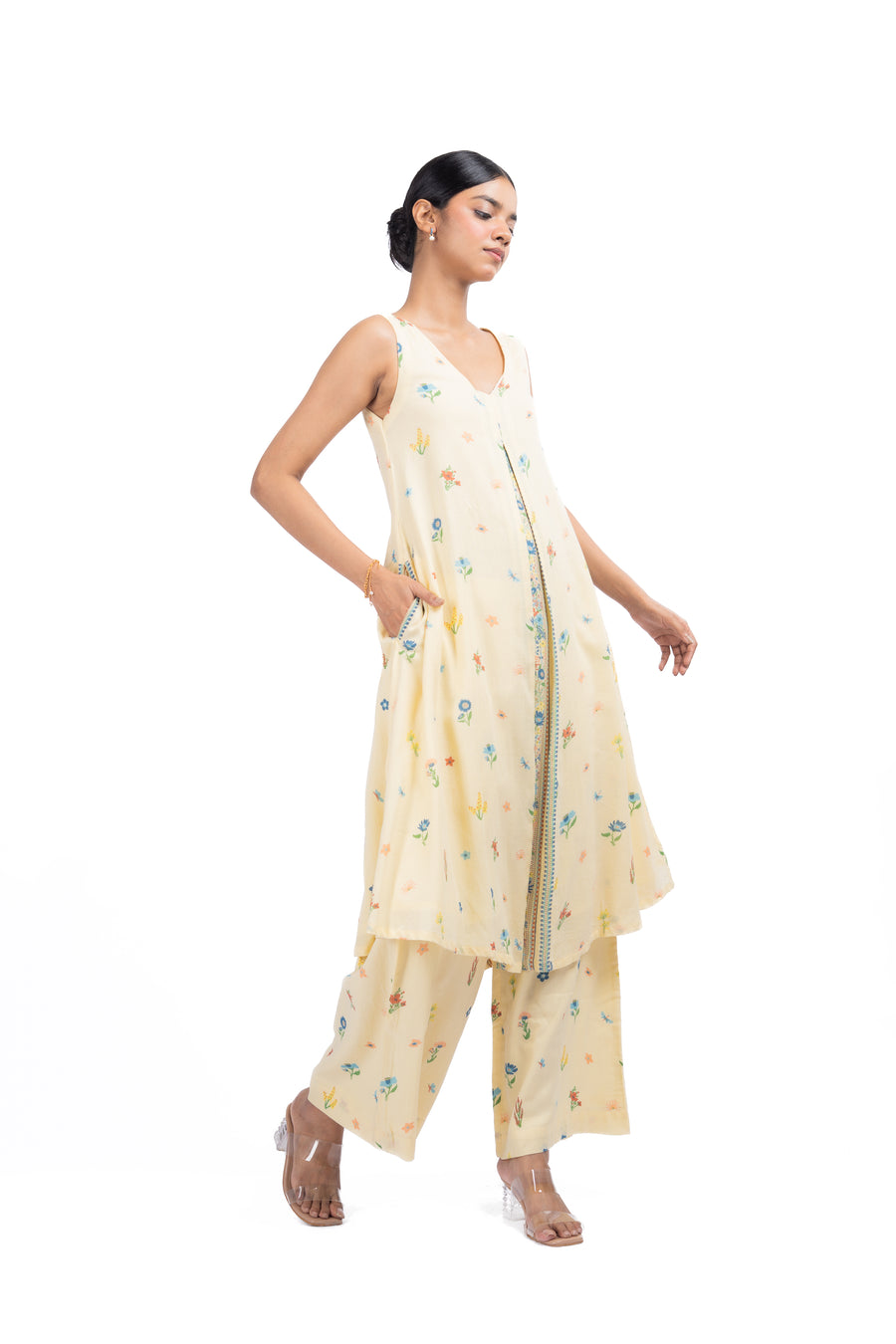 PASTEL YELLOW COTTON MOSS BLISS CO-ORD SET