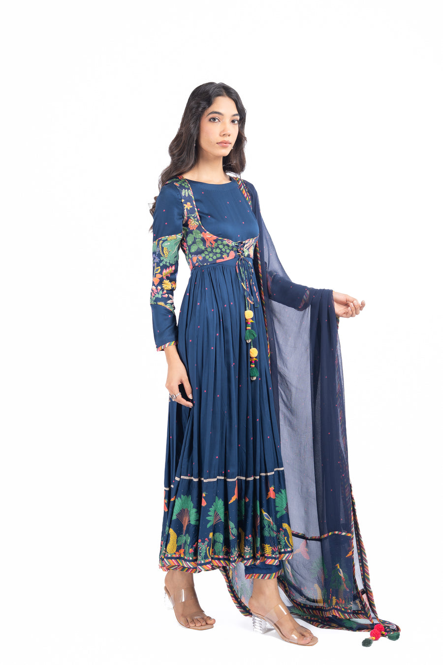 BLUE MODAL SATIN KAINAAT ANARKALI SET
