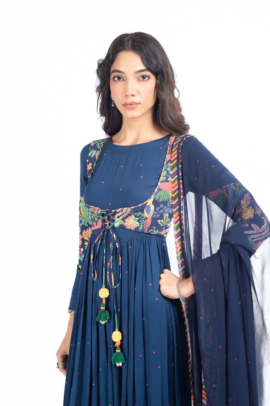 BLUE MODAL SATIN KAINAAT ANARKALI SET