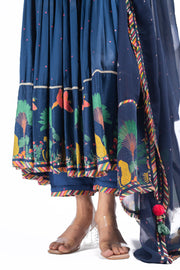 BLUE MODAL SATIN KAINAAT ANARKALI SET