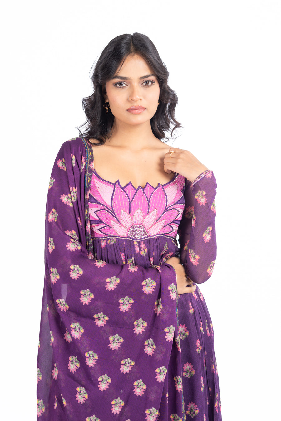 PURPLE GEORGETTE JINAL ANARKALI SET