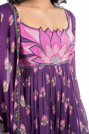 PURPLE GEORGETTE JINAL ANARKALI SET