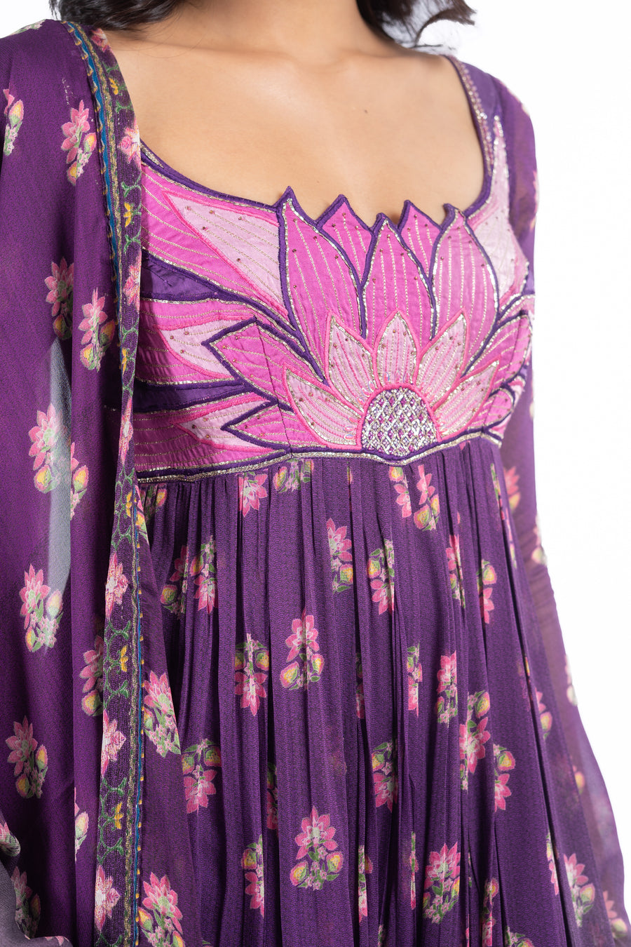 PURPLE GEORGETTE JINAL ANARKALI SET
