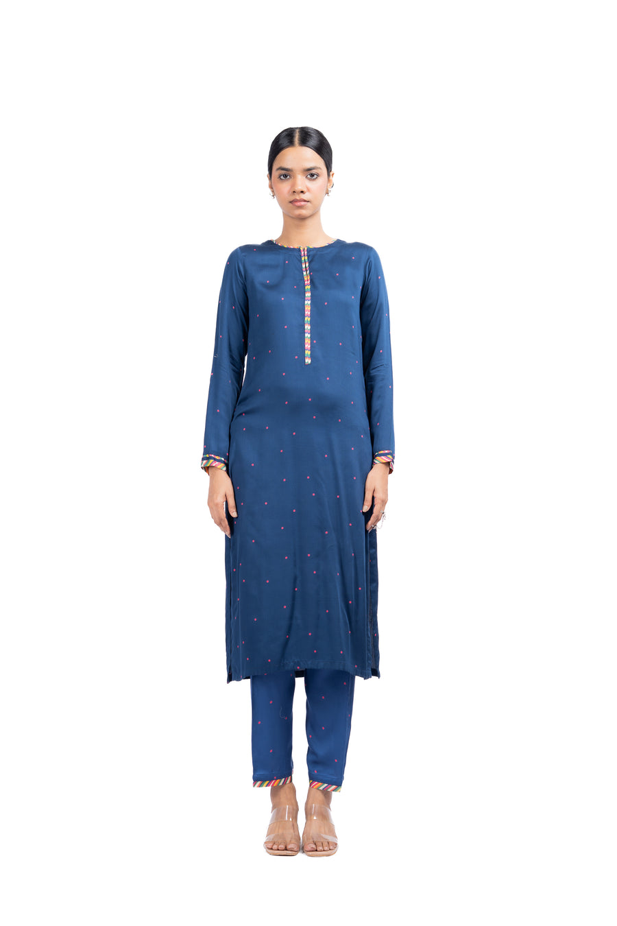 BLUE MODAL SATIN JUGNU KURTA SET