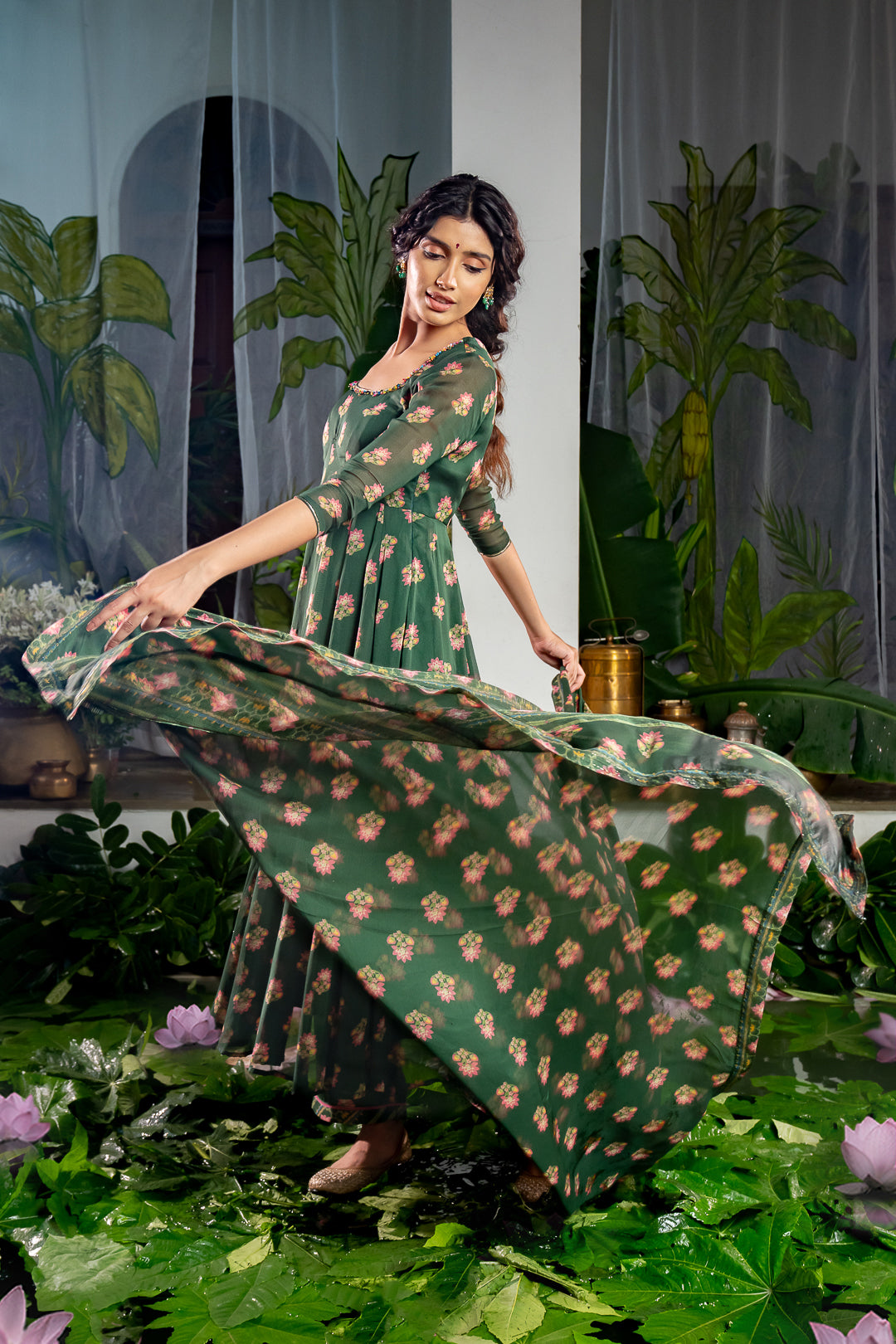 GREEN GEOGRETTE ANSHIKA ANARKALI SET