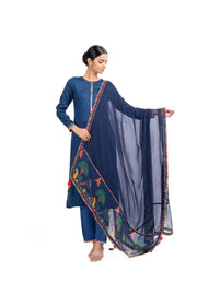 BLUE MODAL SATIN JUGNU KURTA SET