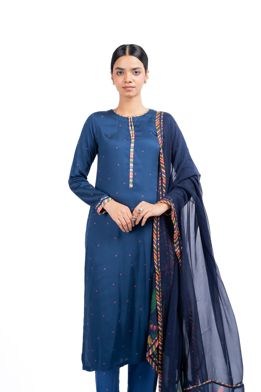 BLUE MODAL SATIN JUGNU KURTA SET