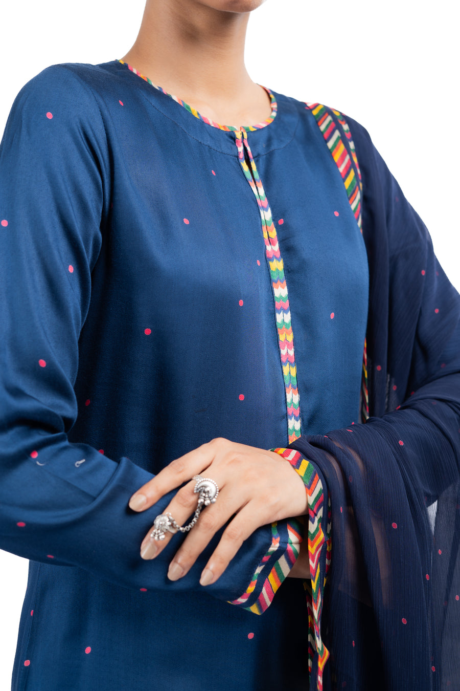 BLUE MODAL SATIN JUGNU KURTA SET