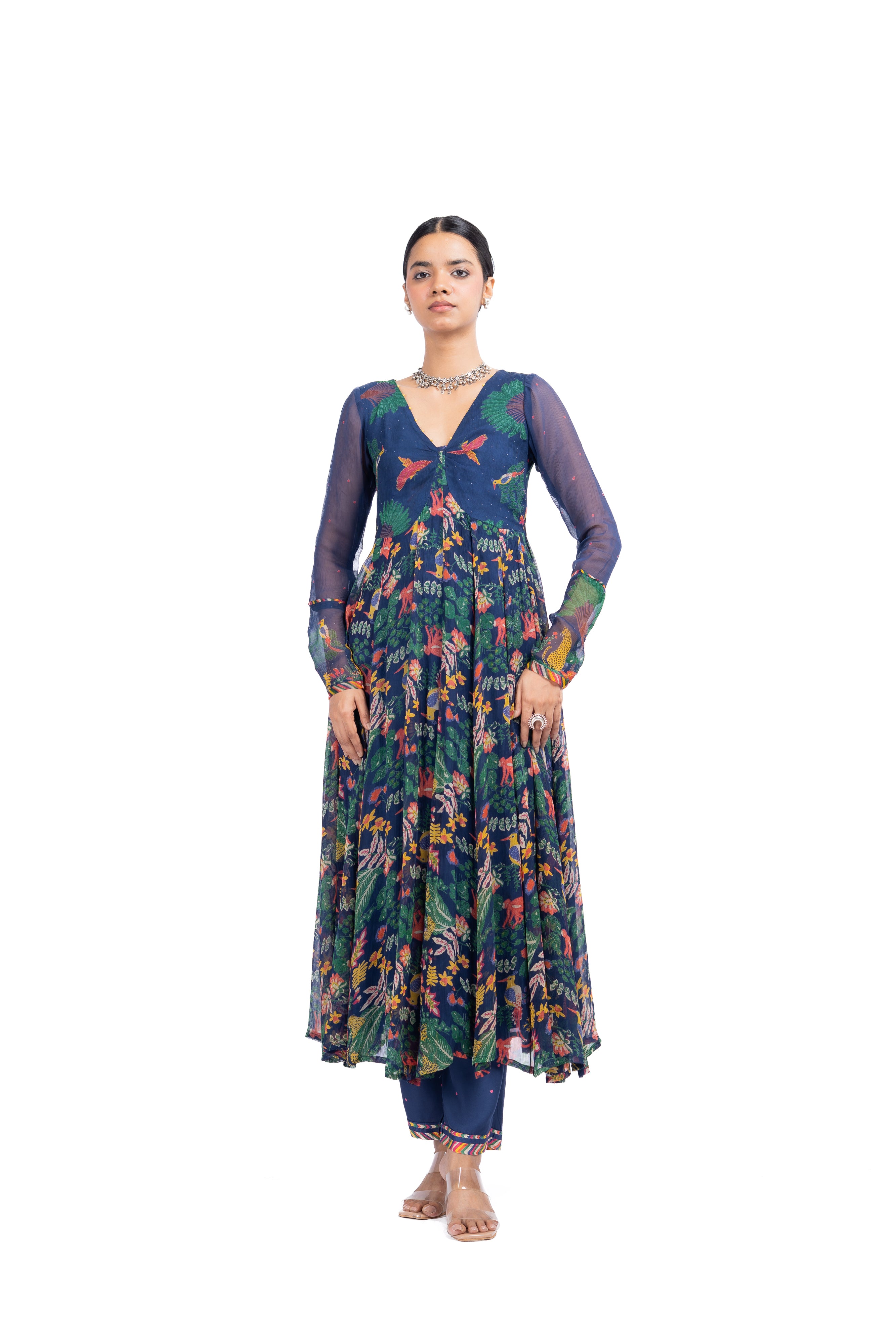 BLUE CHIFFON KANAN ANARKALI SET