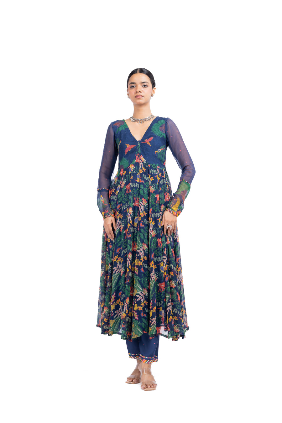 BLUE CHIFFON KANAN ANARKALI SET