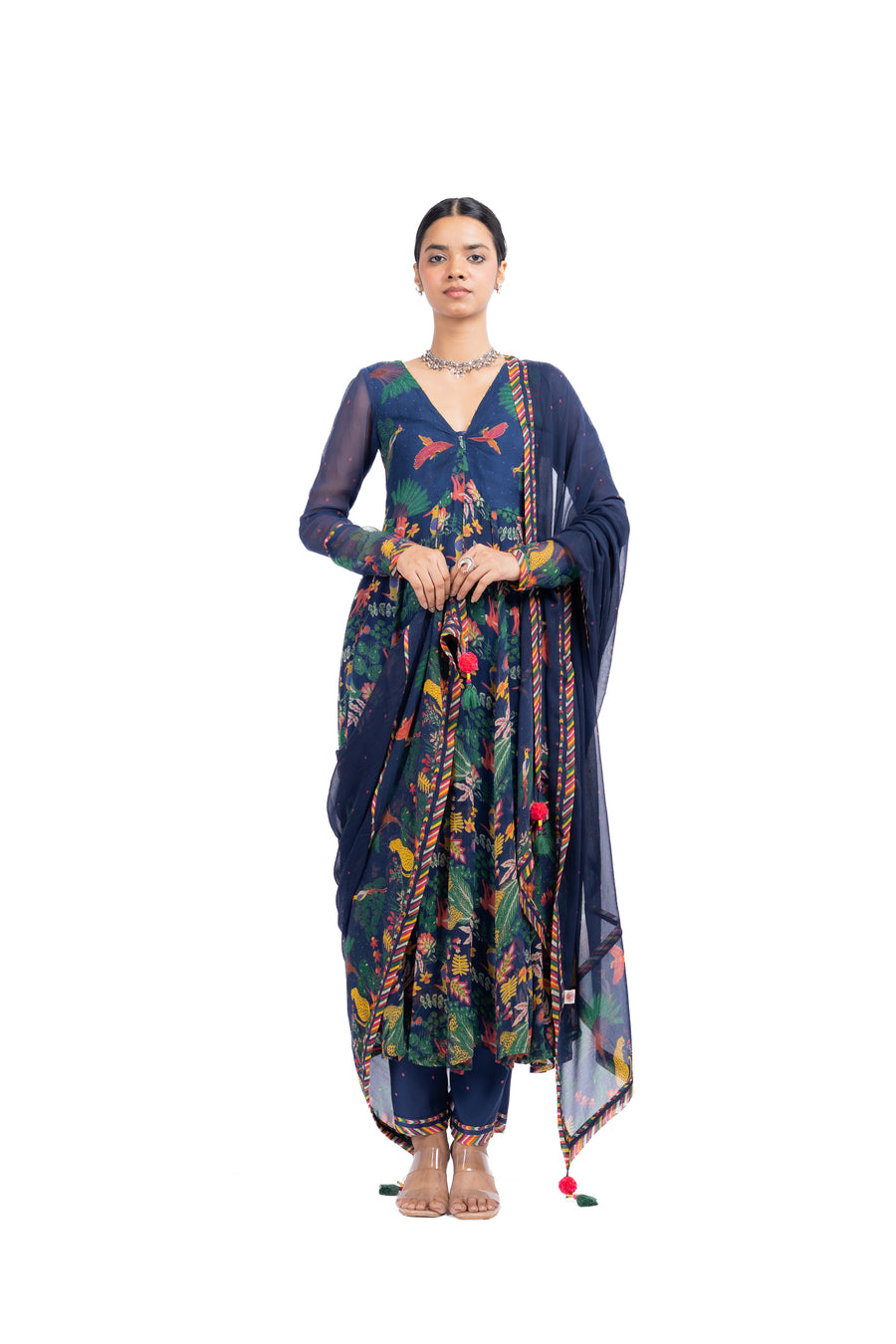 BLUE CHIFFON KANAN ANARKALI SET