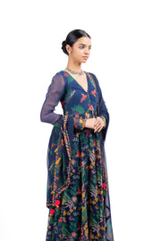 BLUE CHIFFON KANAN ANARKALI SET
