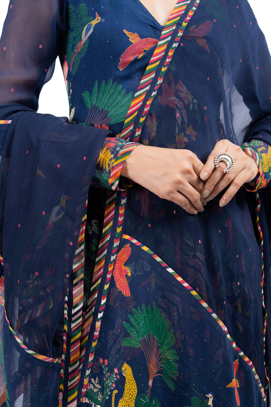 BLUE CHIFFON KANAN ANARKALI SET