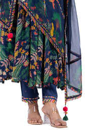 BLUE CHIFFON KANAN ANARKALI SET