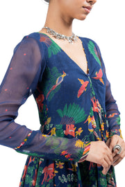 BLUE CHIFFON KANAN ANARKALI SET