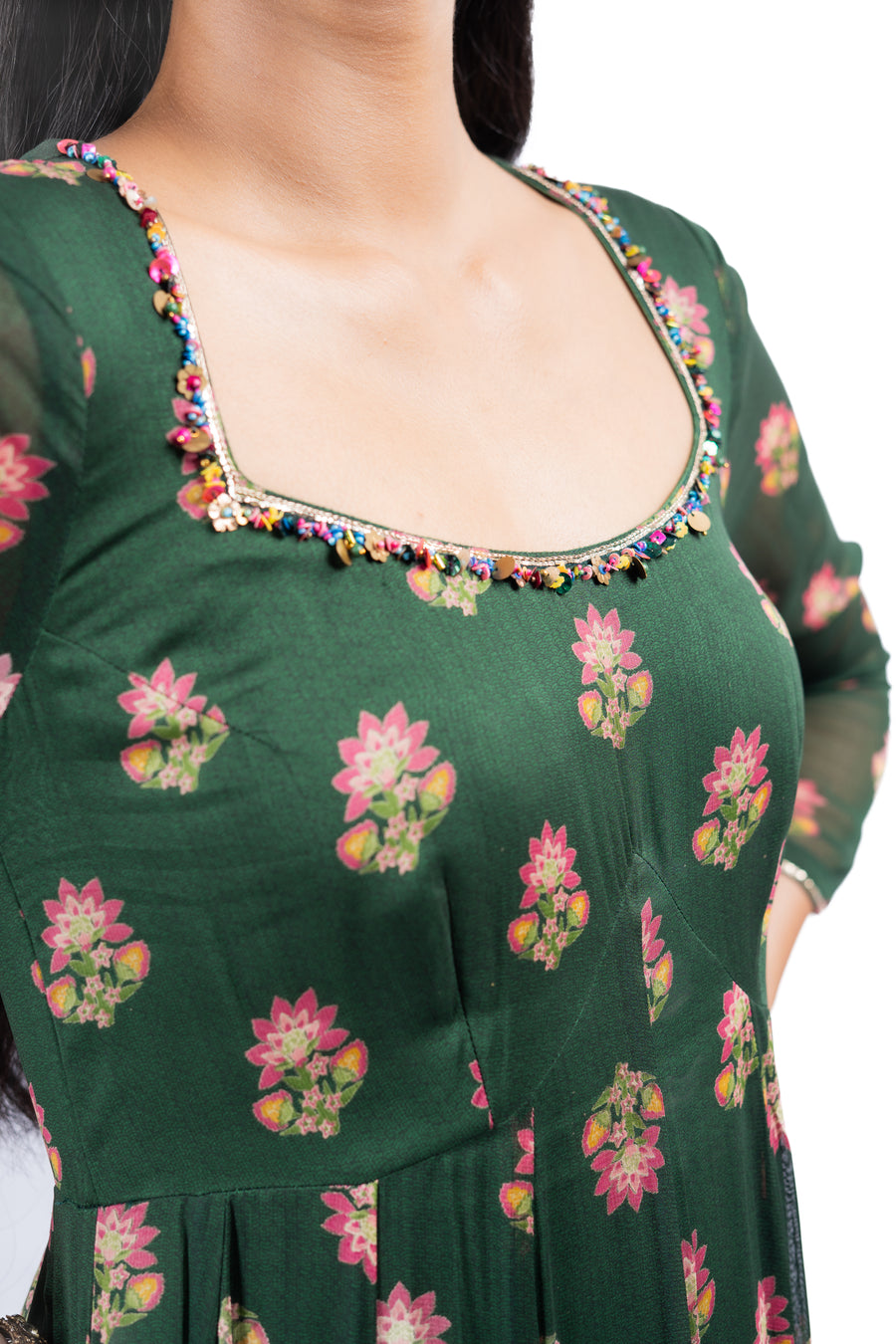GREEN GEOGRETTE ANSHIKA ANARKALI SET