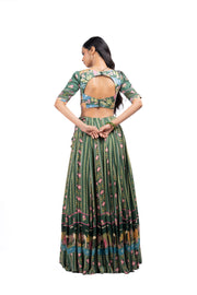 GREEN MODAL SATIN PADMA LEHENGA SET