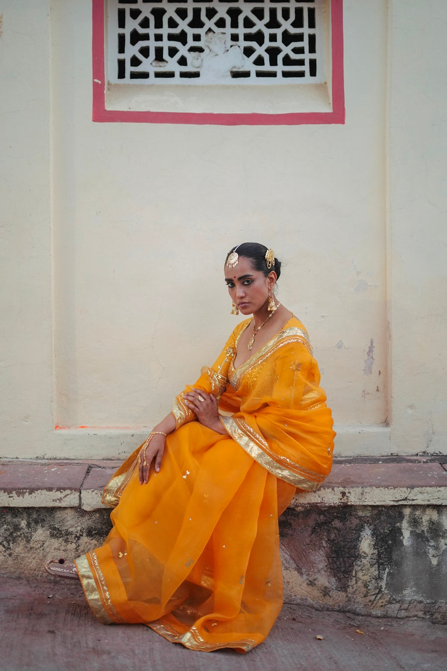 SUNEHRI  SAREE WITH UNSTITCHED BLOUSE