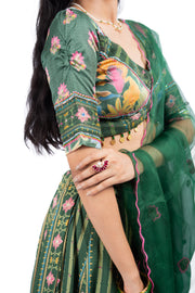 GREEN MODAL SATIN PADMA LEHENGA SET