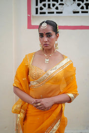 SUNEHRI  SAREE WITH UNSTITCHED BLOUSE