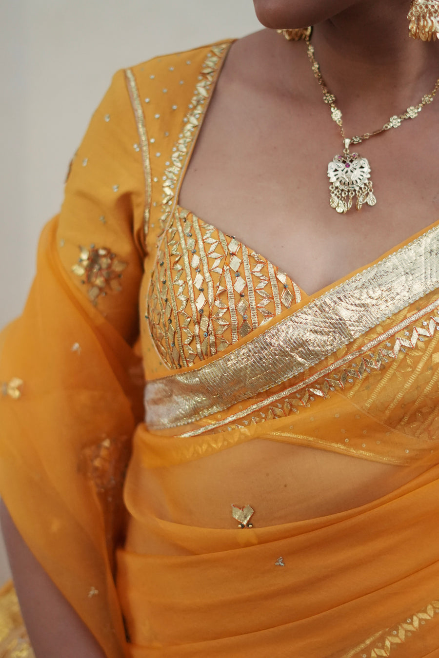 SUNEHRI  SAREE WITH UNSTITCHED BLOUSE