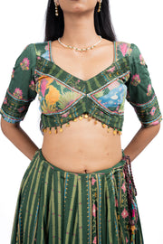GREEN MODAL SATIN PADMA LEHENGA SET