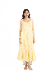 PASTEL YELLOW - MULTICOLOR CHIFFON JUNIPER ANARKALI SET
