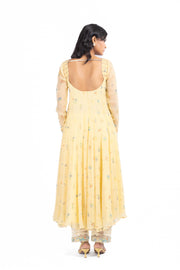 PASTEL YELLOW - MULTICOLOR CHIFFON JUNIPER ANARKALI SET