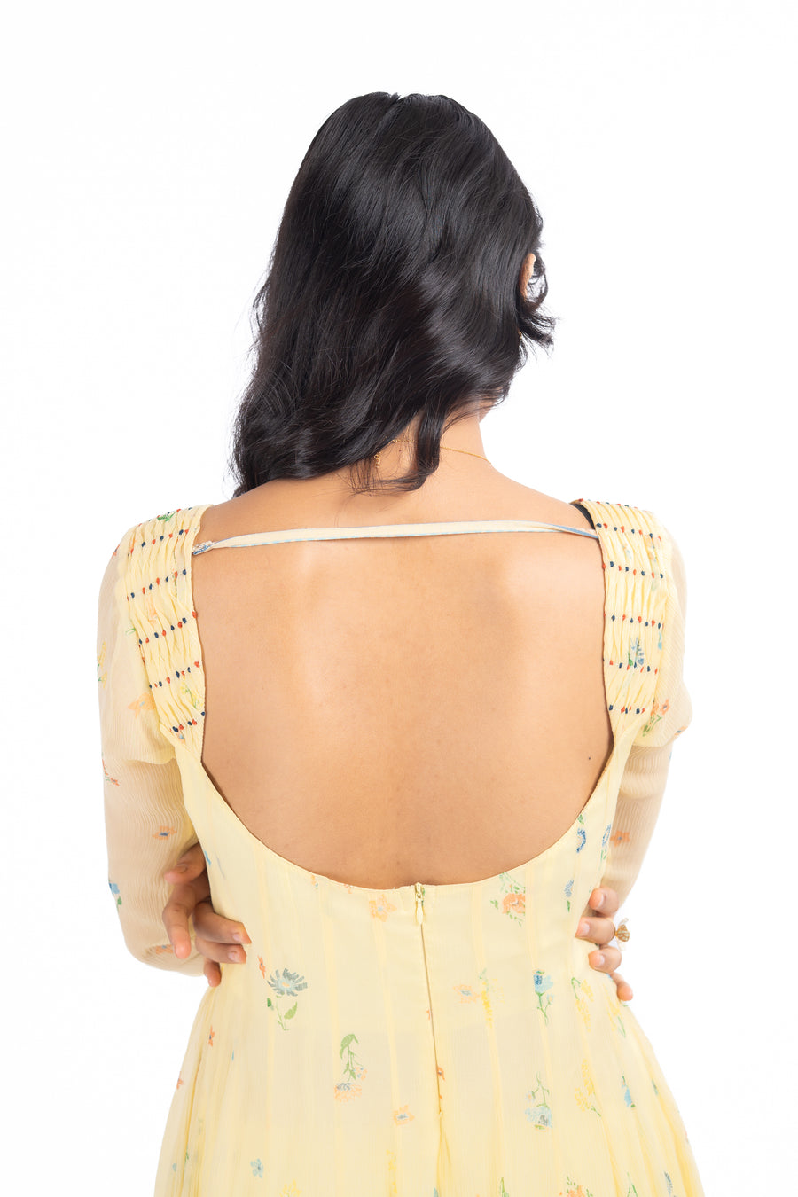 PASTEL YELLOW - MULTICOLOR CHIFFON JUNIPER ANARKALI SET
