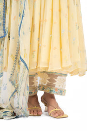 PASTEL YELLOW - MULTICOLOR CHIFFON JUNIPER ANARKALI SET