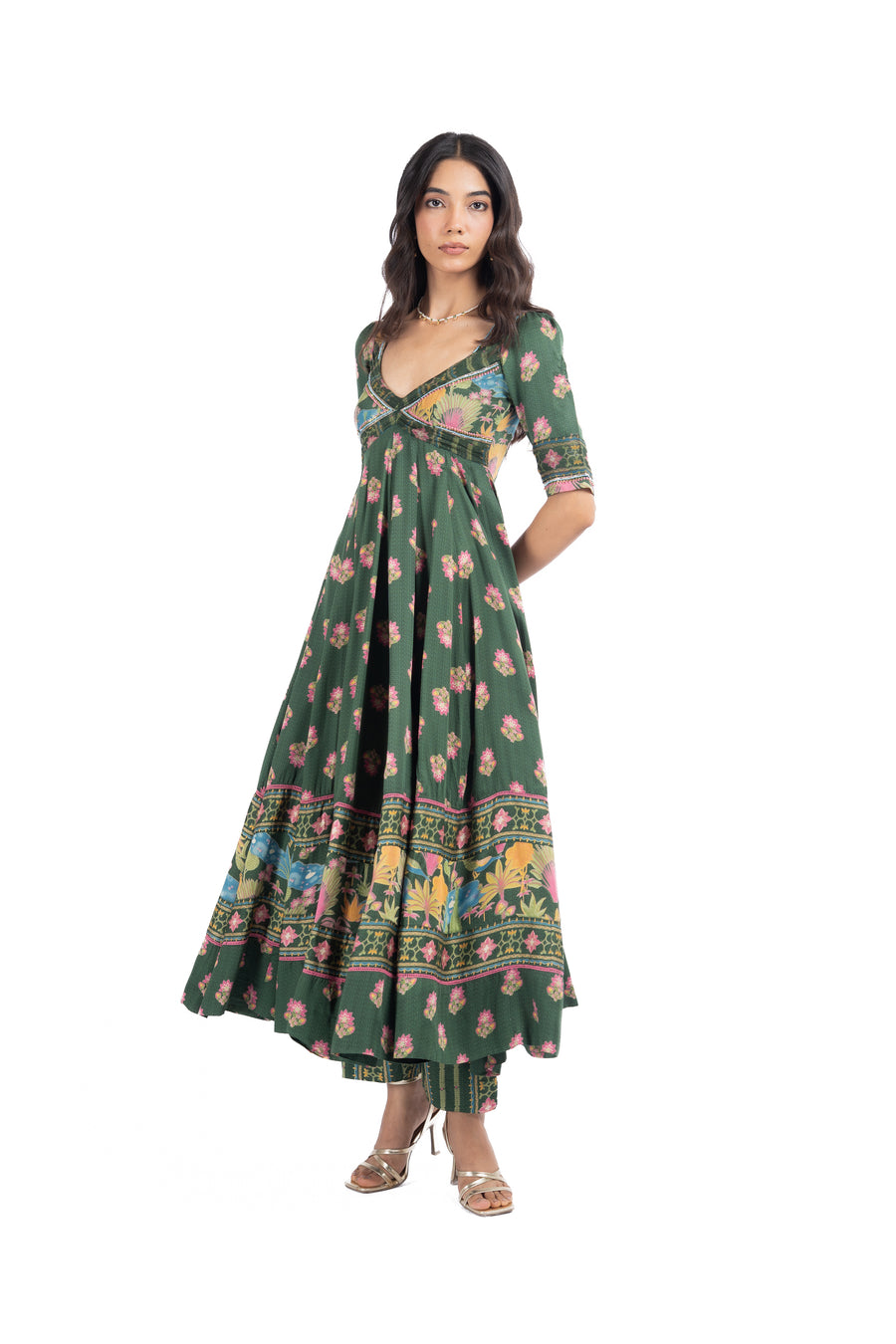 GREEN MODAL SATIN GAURI ANARKALI SET