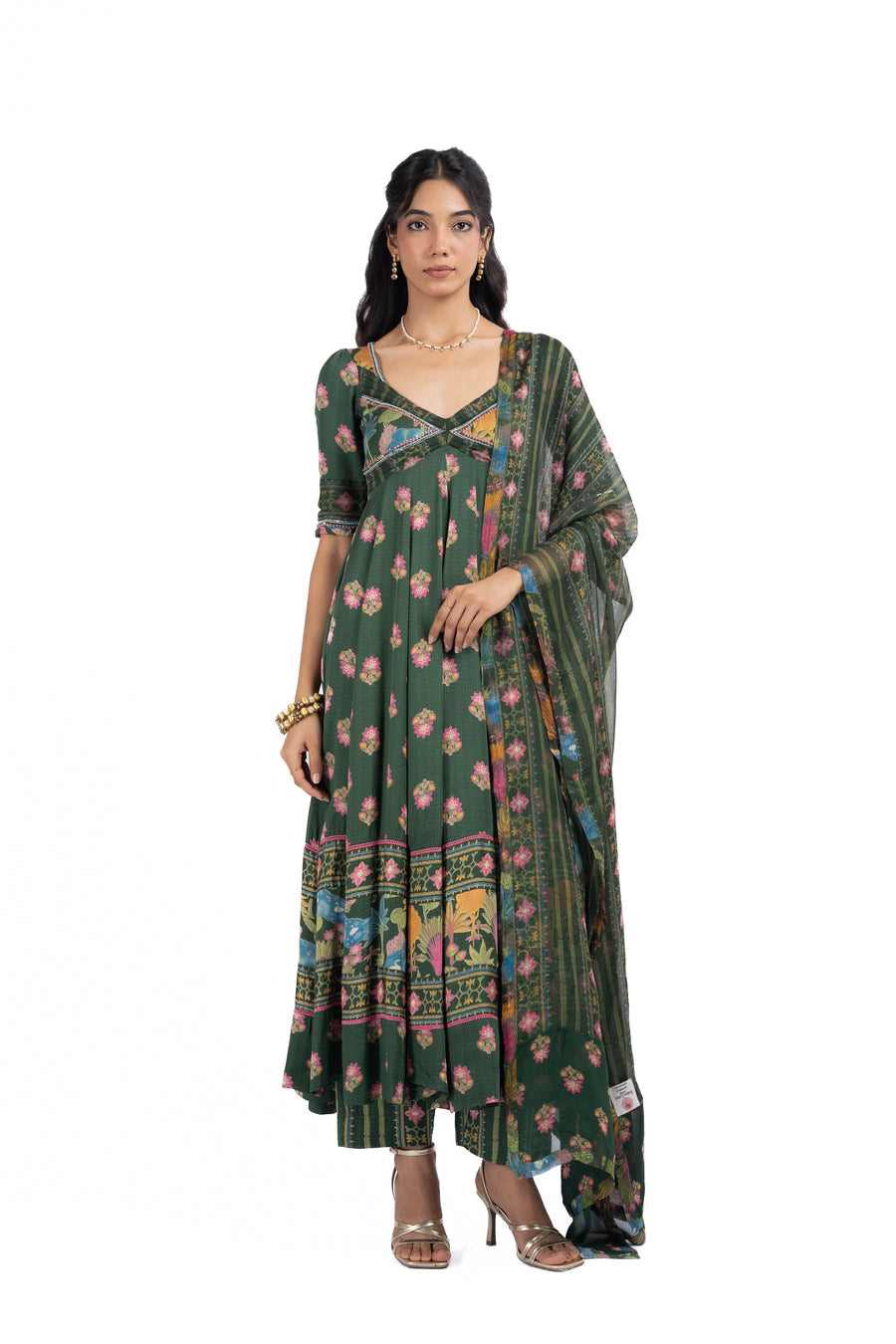GREEN MODAL SATIN GAURI ANARKALI SET