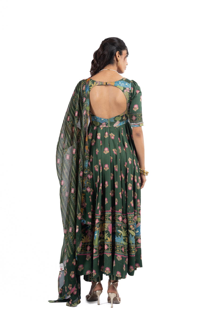 GREEN MODAL SATIN GAURI ANARKALI SET