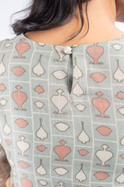 GREEN CHANDERI NEEL KAMAL KURTA SET