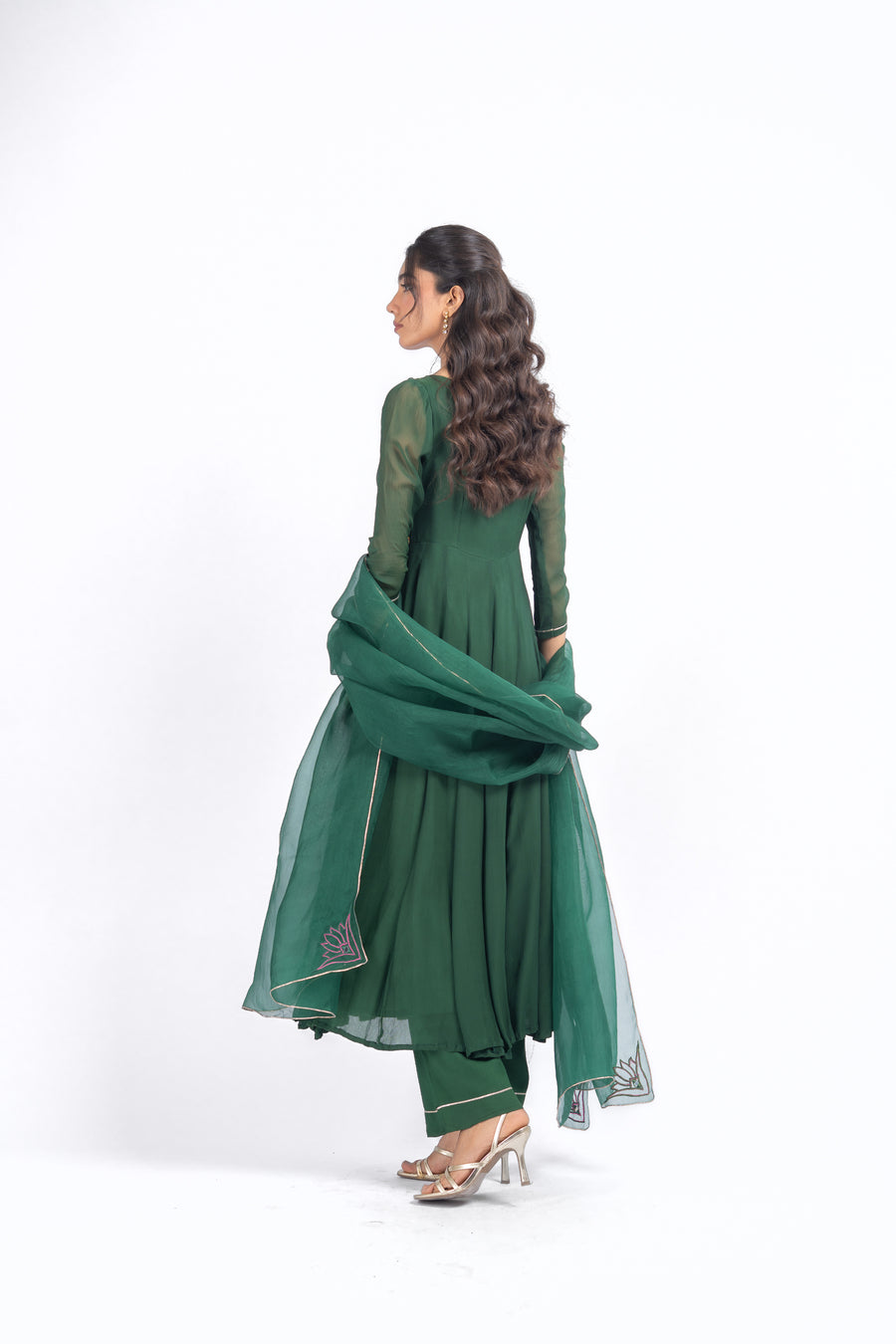 GREEN CHIFFON AISHWARYA ANARKALI SET