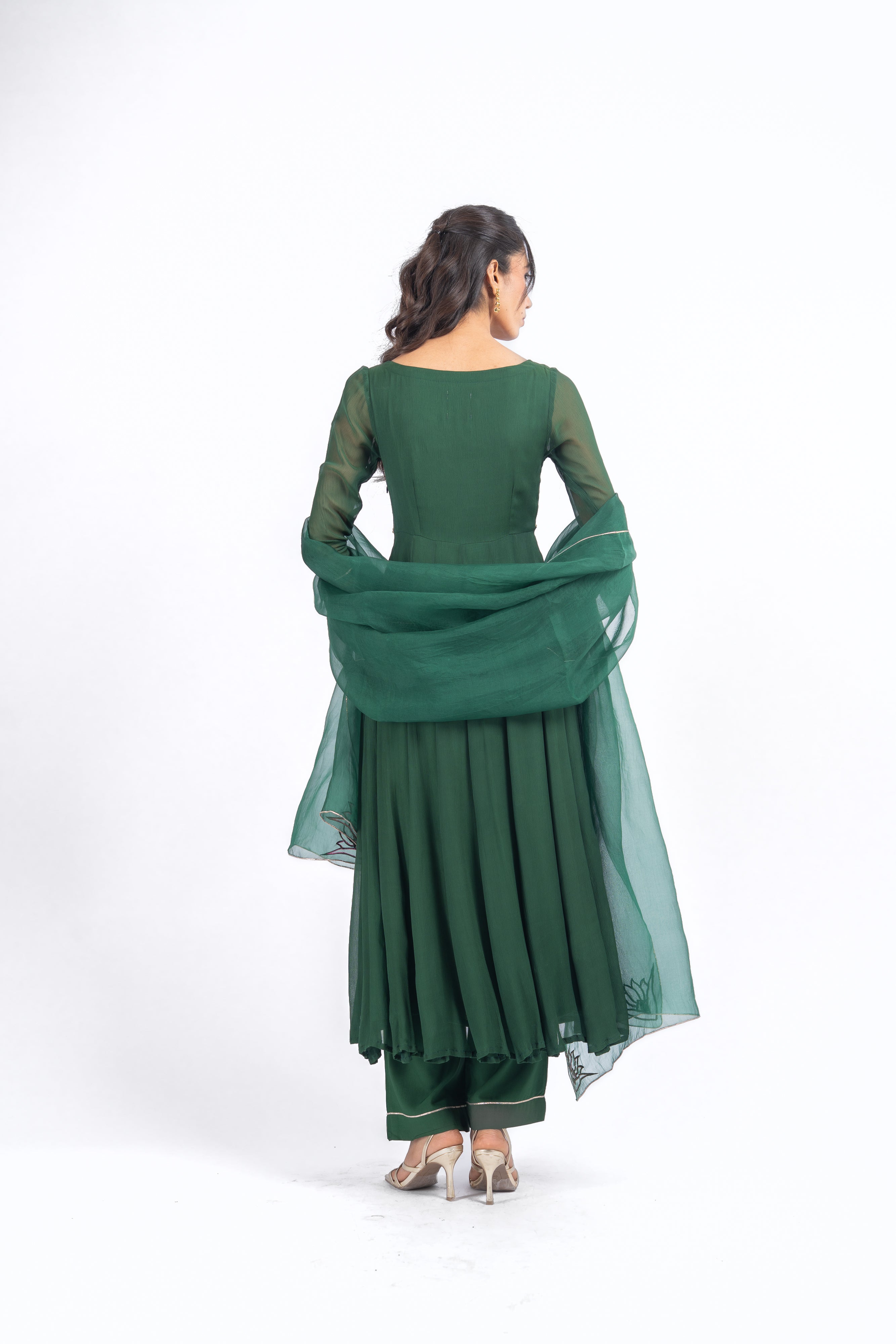 GREEN CHIFFON AISHWARYA ANARKALI SET