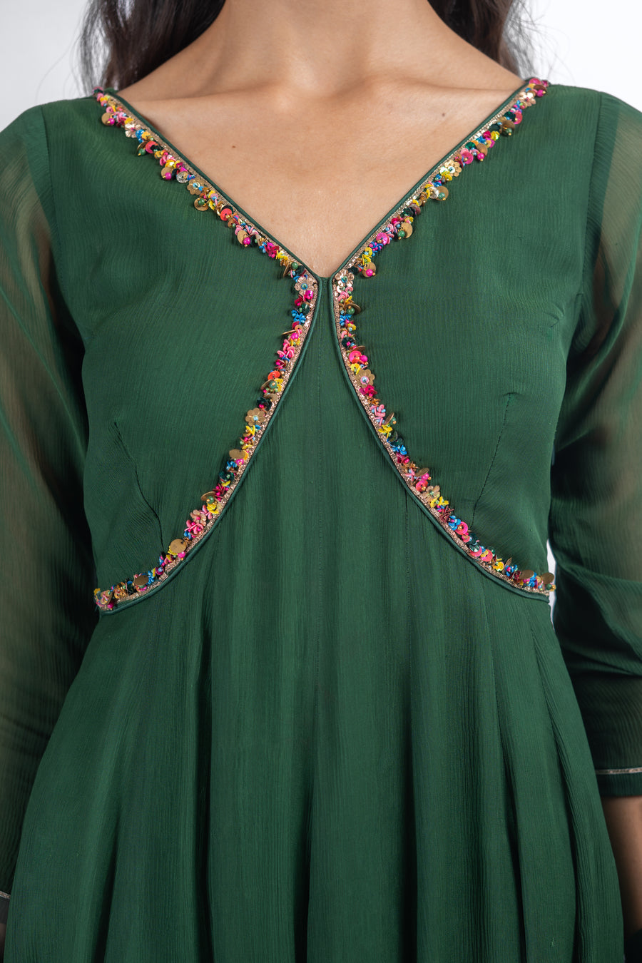 GREEN CHIFFON AISHWARYA ANARKALI SET