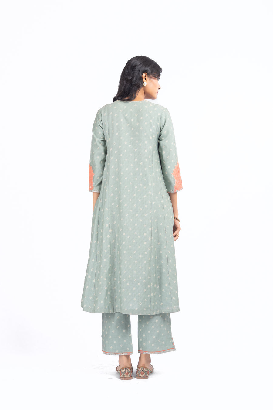 GREEN CHANDERI SANGANERI KURTA SET