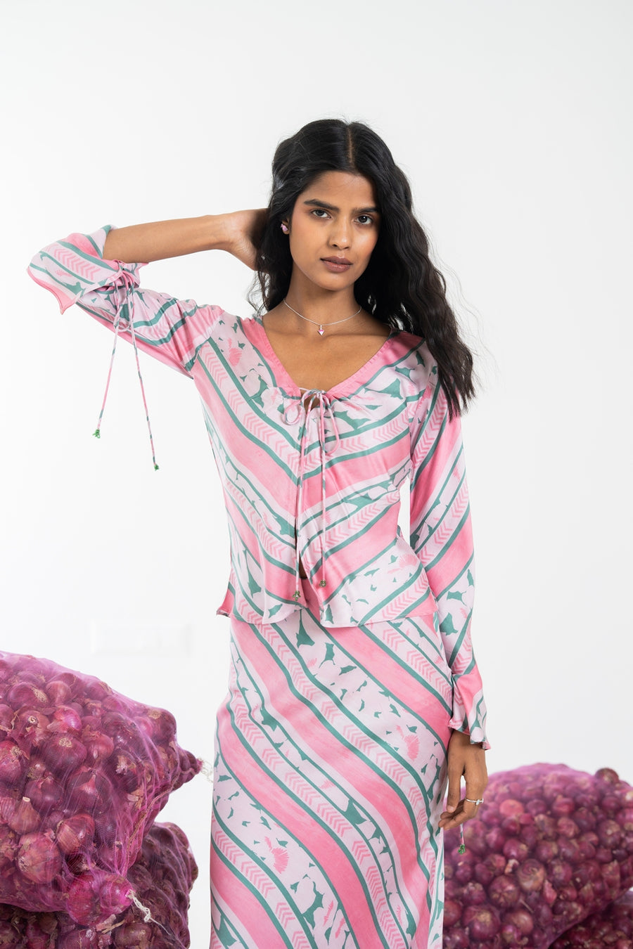NIRA PINK SKIRT & TOP  SET OF 2