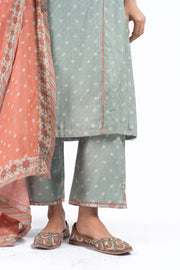 GREEN CHANDERI SANGANERI KURTA SET
