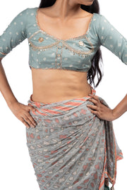 AMER SAREE WITH STITCHED BLOUSE  SET OF 2