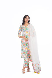 WHITE MODAL SATIN AMBAR KURTA SET
