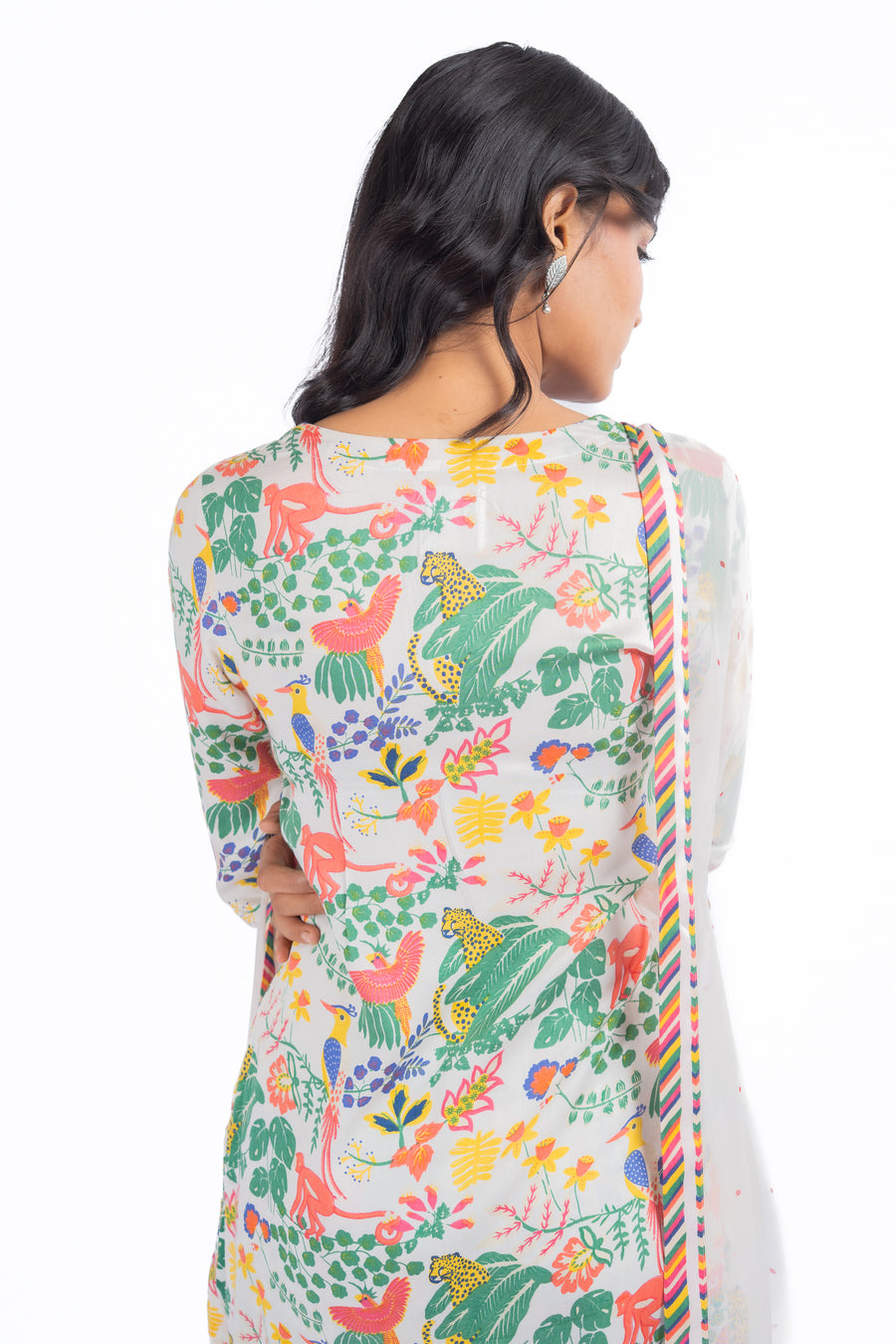 WHITE MODAL SATIN AMBAR KURTA SET