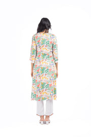 WHITE MODAL SATIN SABA KURTA SET