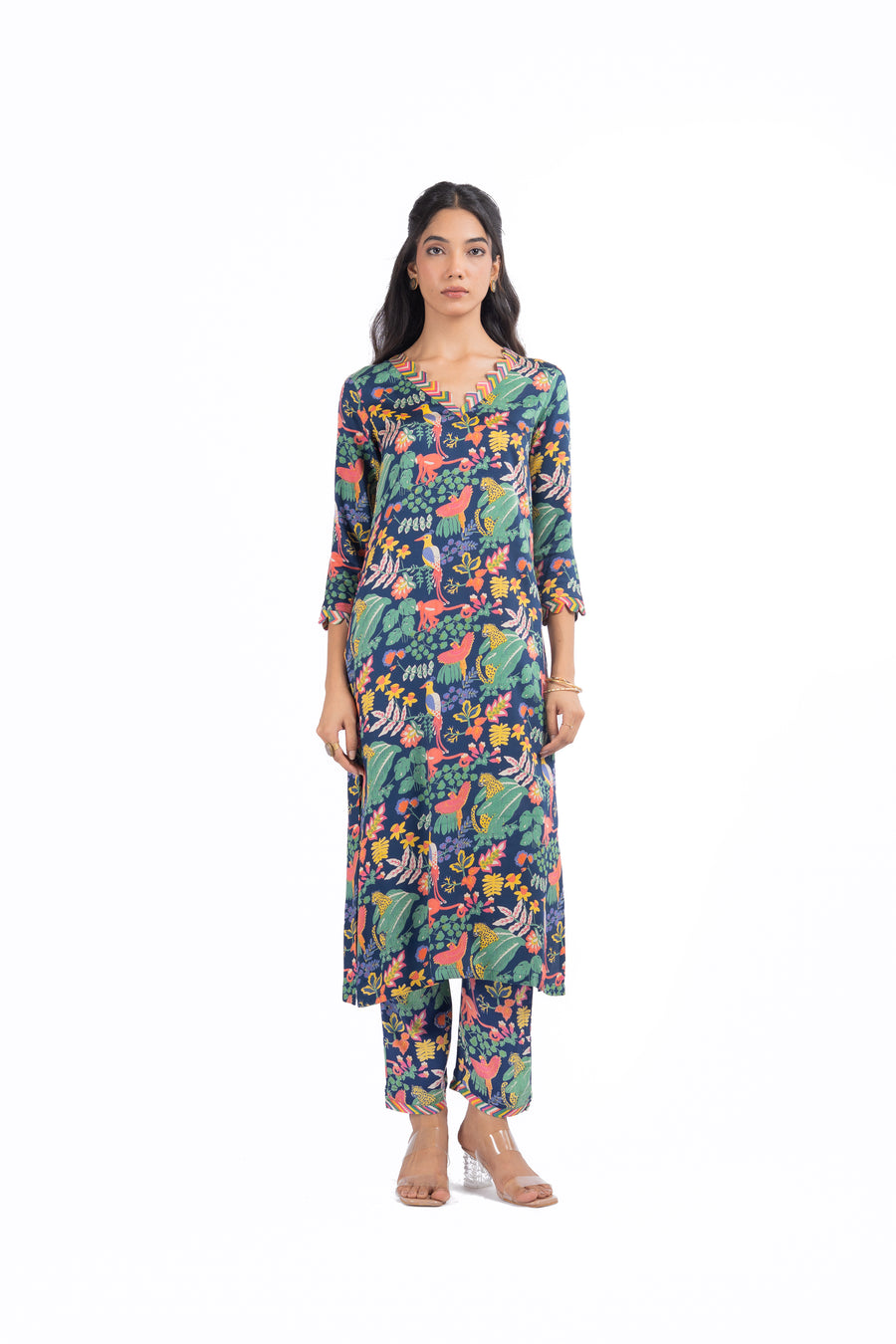 BLUE MODAL SATIN ANAM KURTA SET