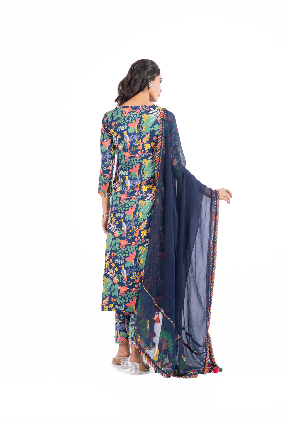 BLUE MODAL SATIN ANAM KURTA SET