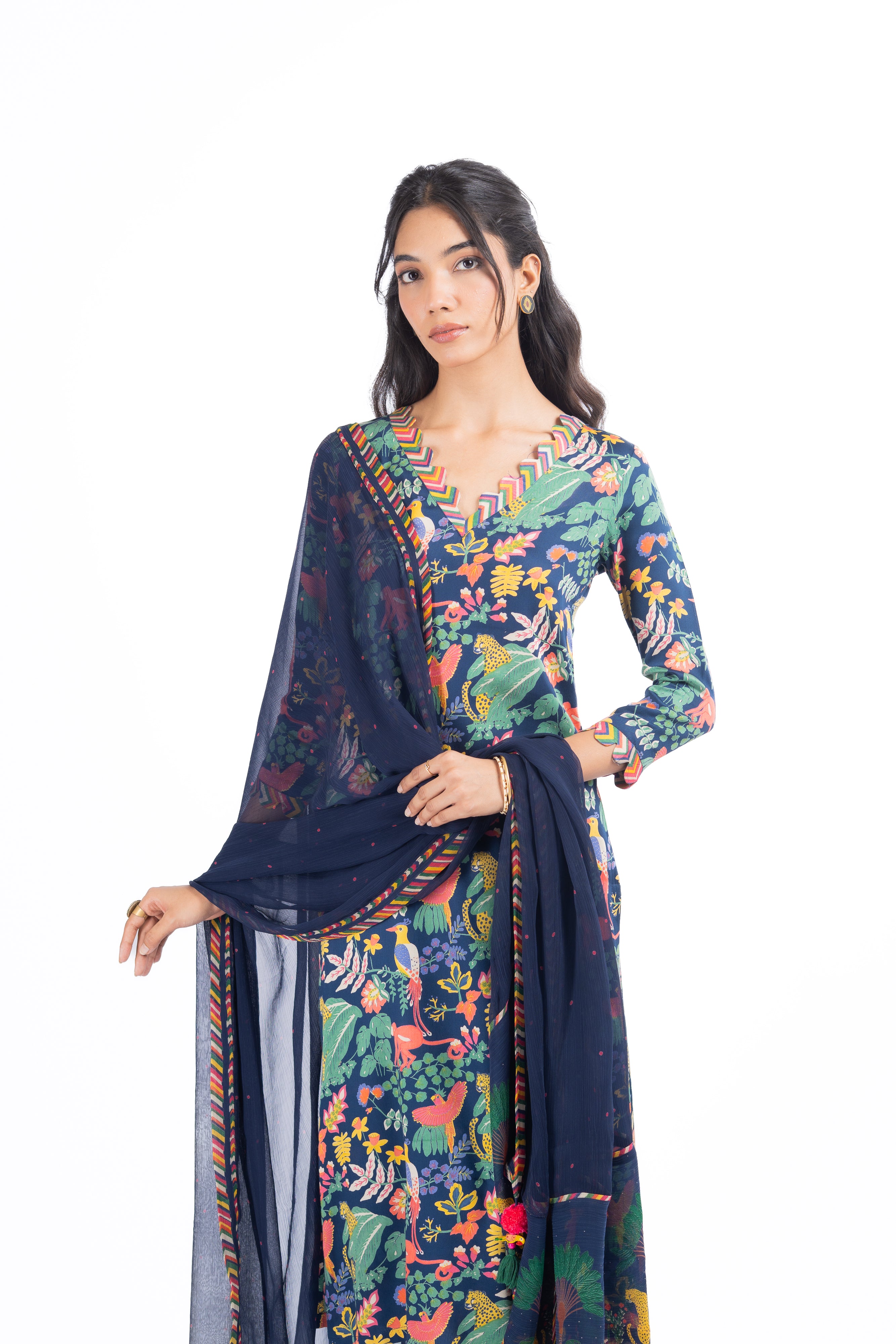 BLUE MODAL SATIN ANAM KURTA SET