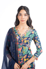 BLUE MODAL SATIN ANAM KURTA SET
