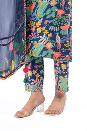 BLUE MODAL SATIN ANAM KURTA SET